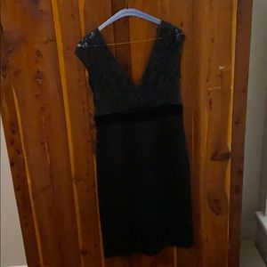 Black Lace & Satin Dress w/Velvet Bow